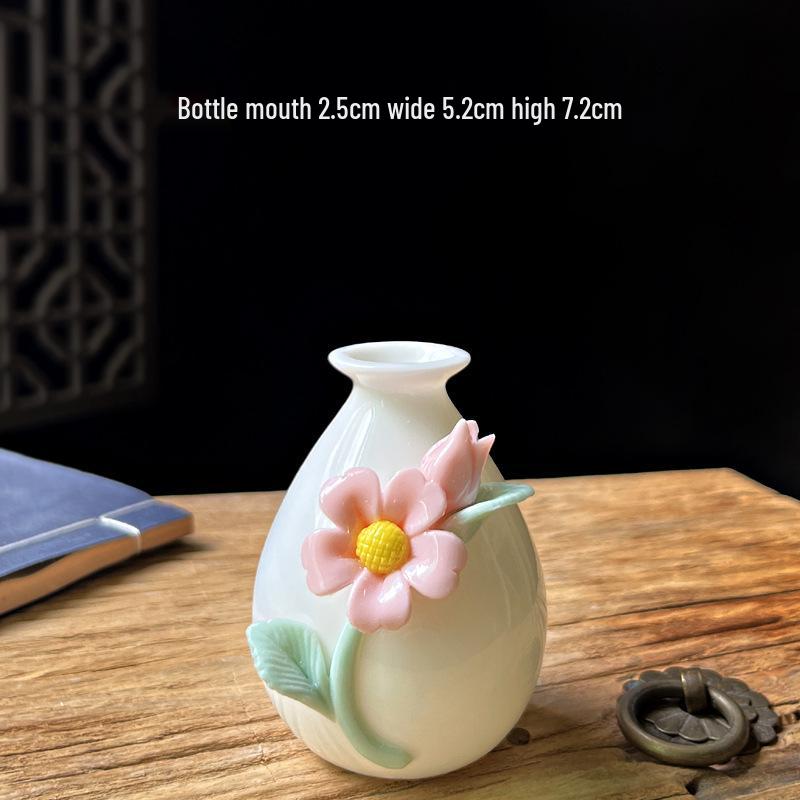 Handcrafted Ceramic Mini Vase for Fresh Flowers - Colorful Desktop Ornaments
