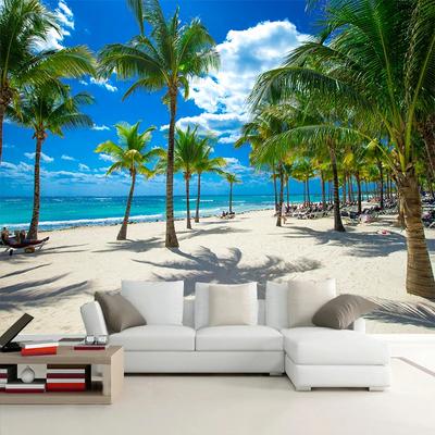 3D Photo Wallpaper Seaside Coconut Tree Beach Scenery Wall Mural Wall Paper For Living Room