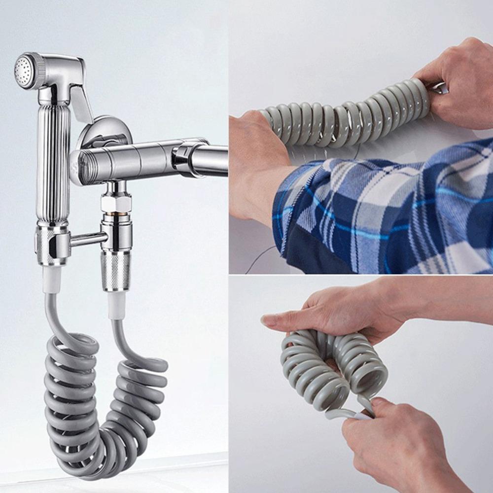 Versatile ABS Spring Shower Hose Grey Retractable Design Bidet Sprayer Hose PU Material Telescopic Design Bathroom Shower Hose