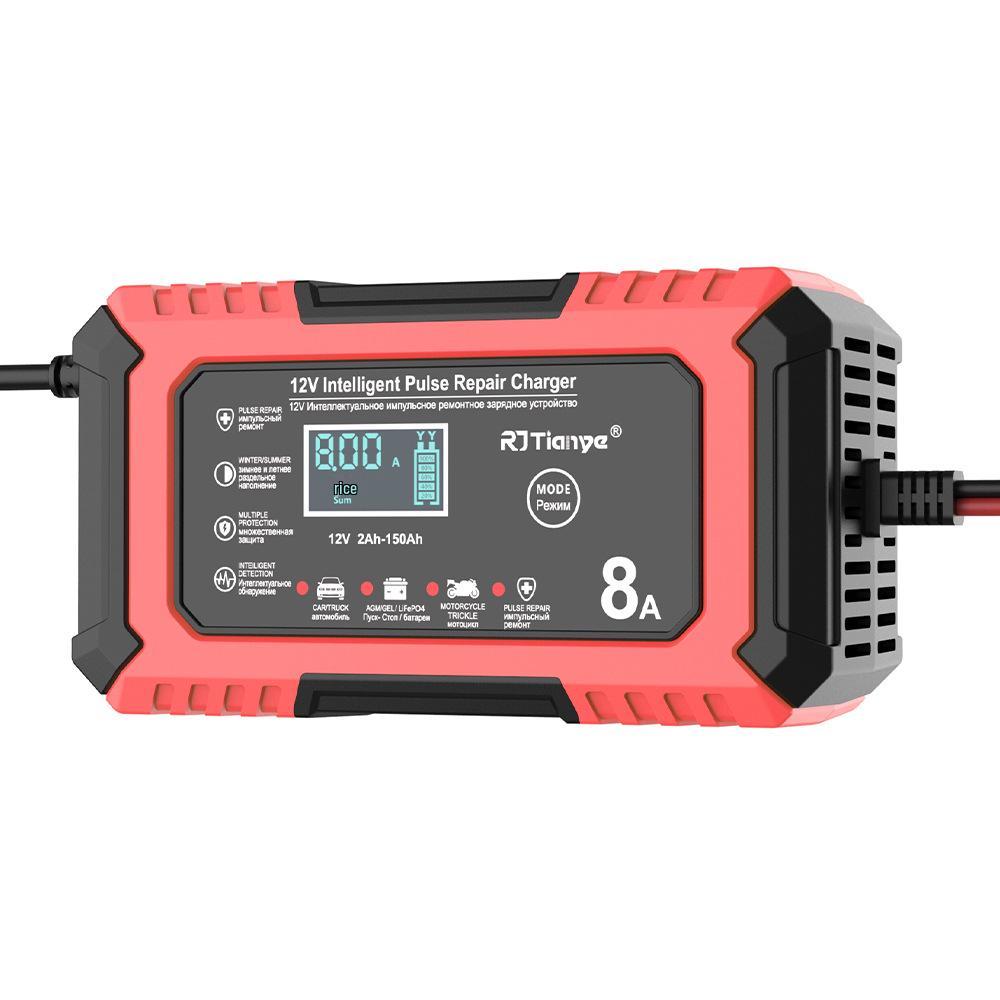 12V 8A Car Battery Charger for Lead-Acid and Lithium Iron Phosphate Batteries