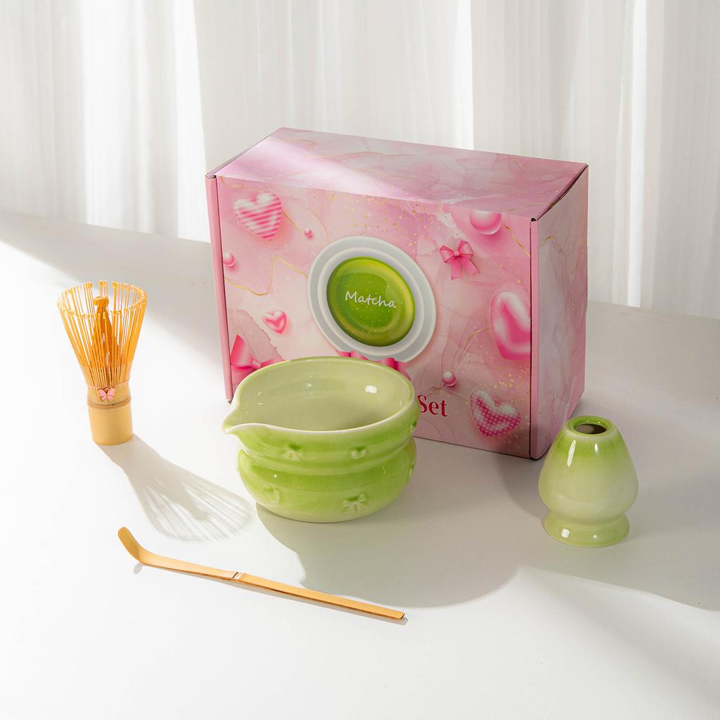 Japanese Matcha Set With Bow Pattern, Matcha Whisking Tools, Tea Set Accessories, Multiple Styles Available, Gift