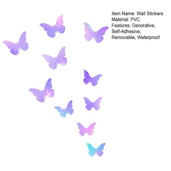 Yousheng Glow in The Dark Butterfly Wall Decals, Luminous Butterfly Stickers, Colorful Removable Self-Adhesive Decals for Girls Bedroom, Kids Baby