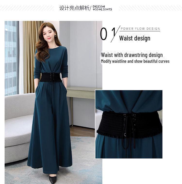 European Women's Two-piece Suit with Wide Trousers Spring Collection Autumn Plus Size Rejuvenation Fashion