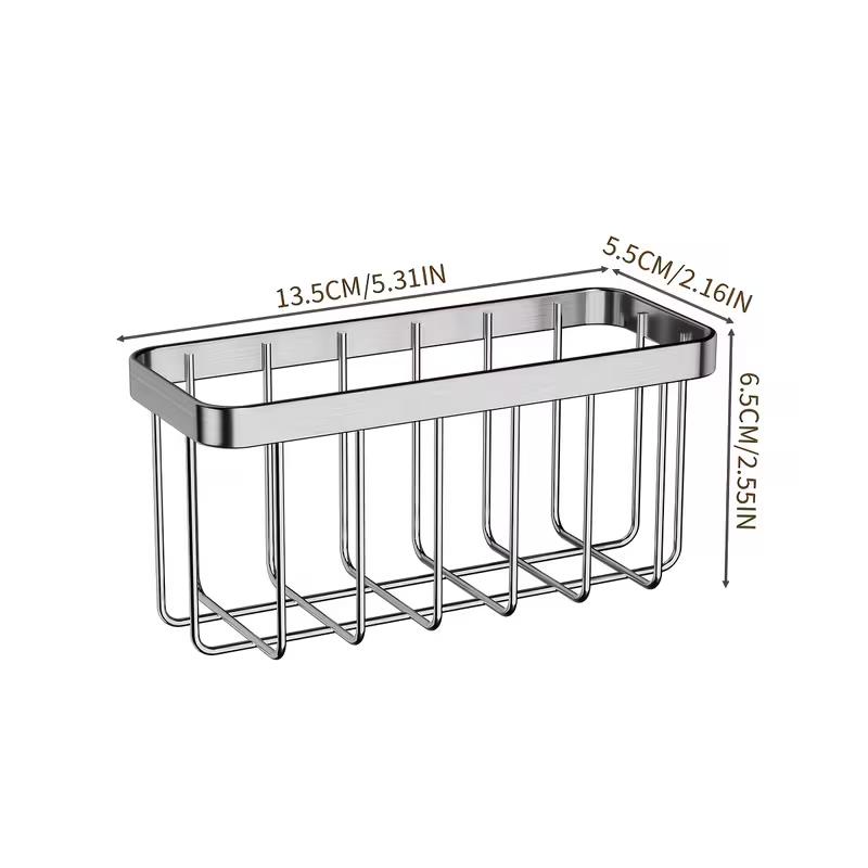 Stainless Steel Sink Caddy Kitchen Sink Organizer Sponge Holder Dish Soap Brush Storage Rack Countertop Drain Basket
