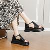 Spot retro casual hollow muffin platform sandals women's fashion summer new versatile small Roman shoes slippers