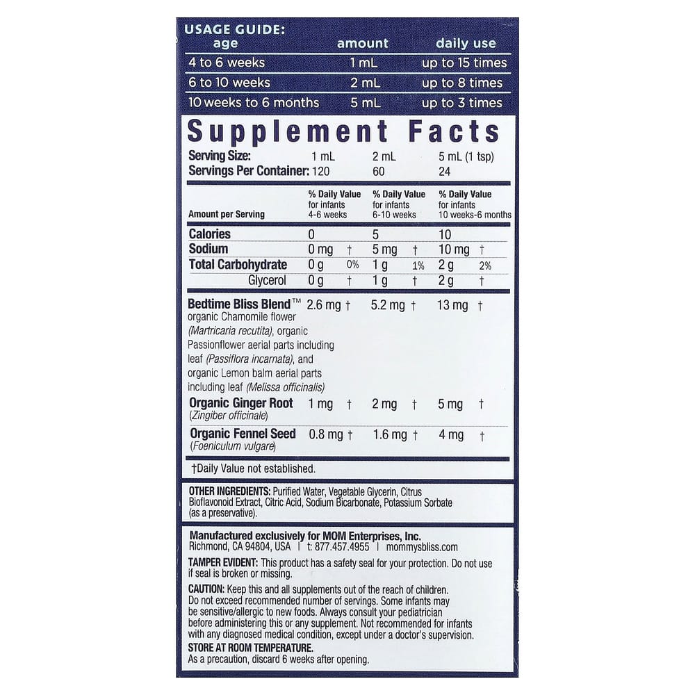 Mommy's Bliss Night Time Gripe Water, For Ages 1 Month+, 120ml