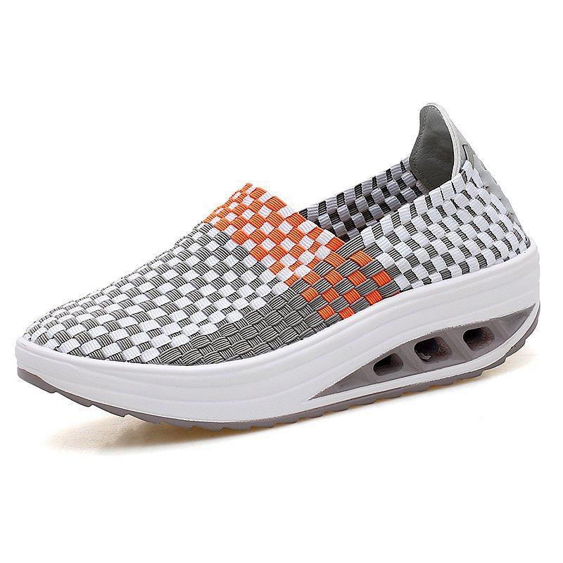 

Новые женские повседневные туфли с круглой головкой из нейлоновой резинки, сетчатые туфли с рукавами, дышащие женские туфли на плоском каблуке 38 серый