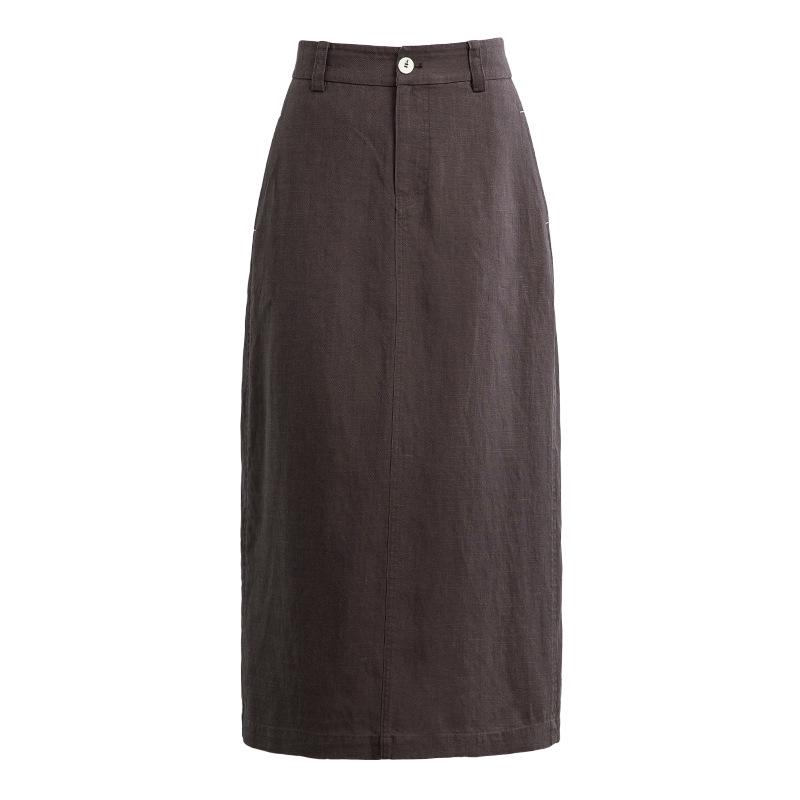 Gonna midi snellente Yi Fei da donna in Tencel e Lino, Estate 2026