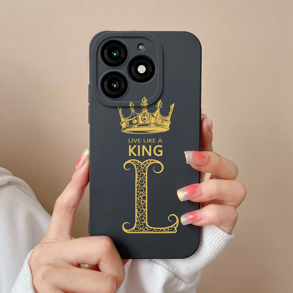 For Tecno Itel A70 Case Luxury Crown Letter Pattern Liquid Silicone Back Cover For ItelA70 A 70 New Design Advanced Sense Shell