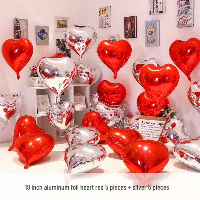 Heart-Shaped Foil Balloons for Birthday, Wedding, or Engagement Decor