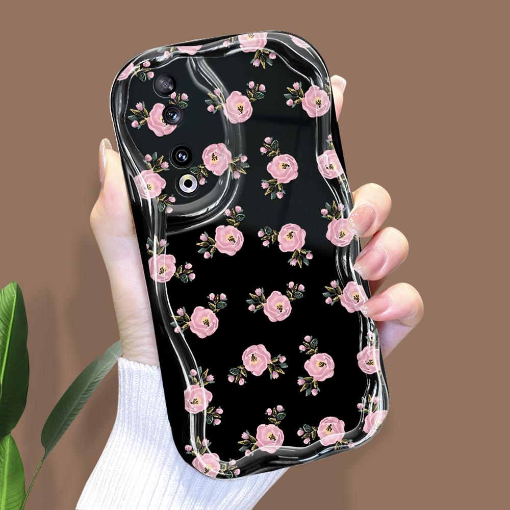 Roztomilý kreslený vzor krémová textura pouzdro vlnitý okraj měkký silikonový kryt pouzdro na telefon pro Huawei Honor Infinix Tecno iPhone