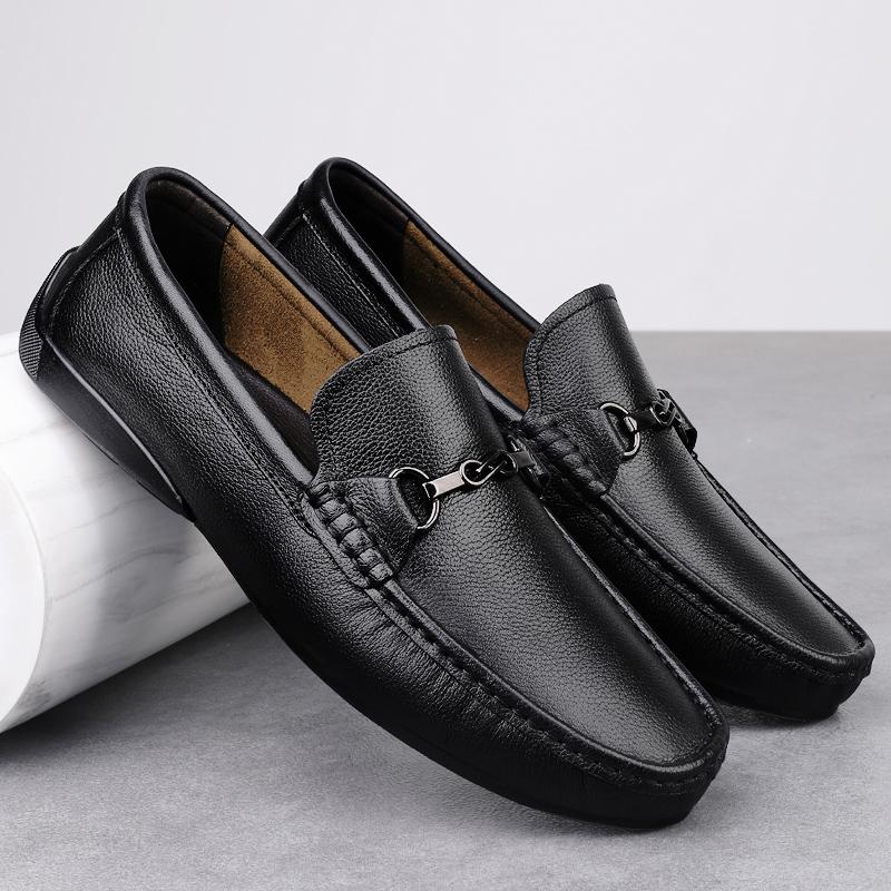 Fashion New Arrival Mens Leather Loafers Non Slip Walking Flats Breathable Outdoor Slip On Casual Shoes Male Work Office Driving Shoes