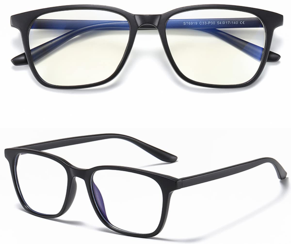 

Blue Light Blocking Glasses for Computers UV Wellington Matte Black (PC Glasses) [TR90 Material, Lightweight, Protection] Non-prescription, Style,