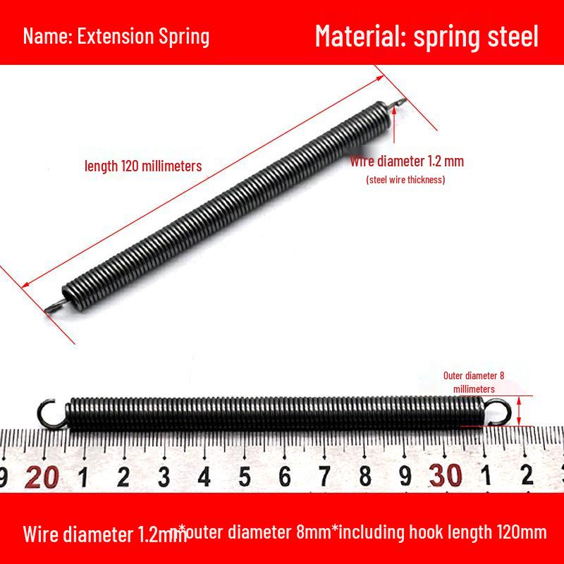 1.2mm Wire Extension Spring with Hook - Soft Tensile Force Spring Accessory