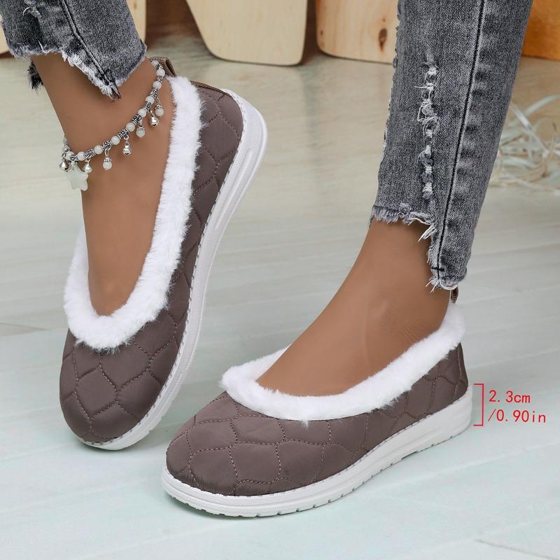 Foreign trade low-top round head velvet single shoes women's cross-border large-size car front line warm round head shallow mouth warm cotton shoes