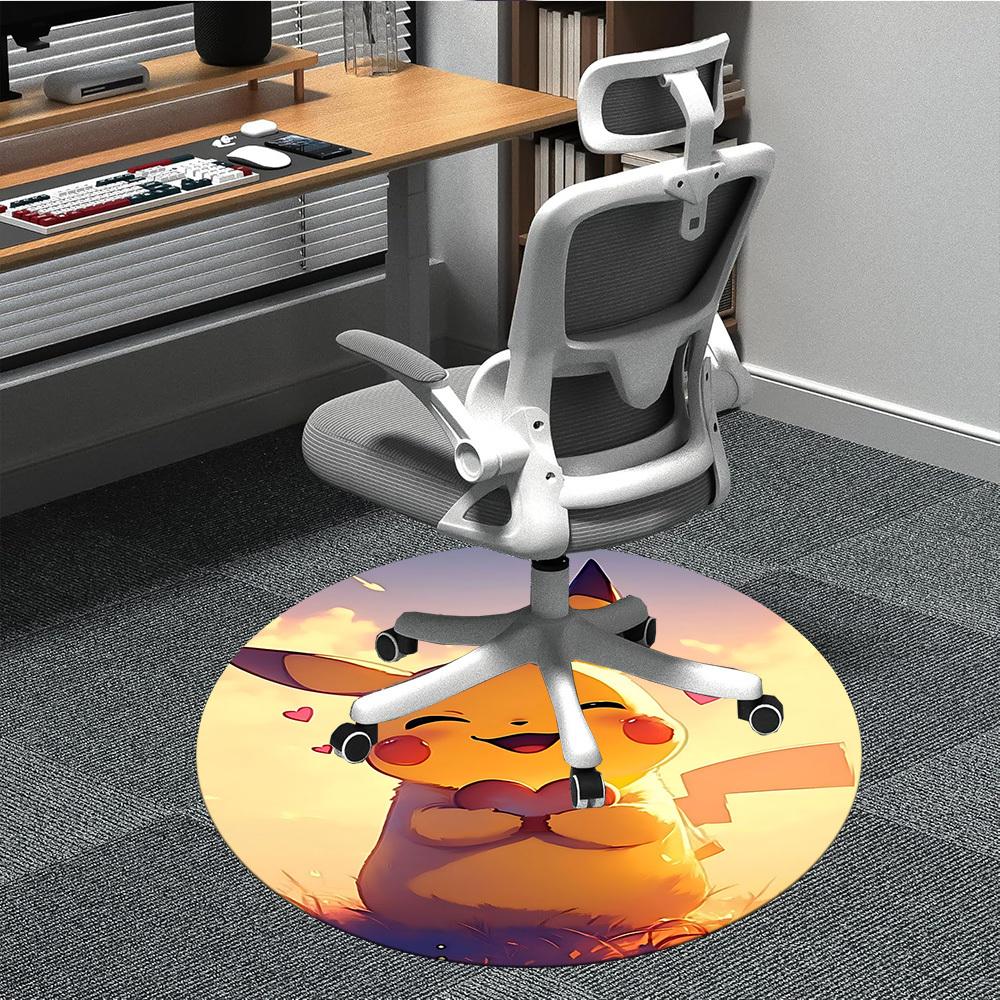 

1pc Pikachu Sunset Office Round Area Rug, Indoor Mat Suitable For Office,Bedroom Living Room Home Decor, Room Deco a0928190 80cm by 80cm