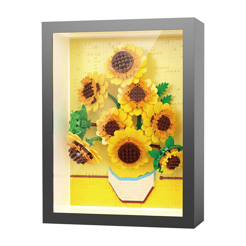 Idea Art Micro Bloc Diamant Meuble de Maison Nanobrique Tournesol Nuit Étoilée Voie Lactée Galaxie Cadre Photo 3D Jouet Brique de Construction
