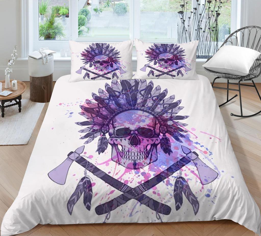 Dziecięca czaszka poszewka na kołdrę domowa z poszewką na poduszkę poszewka na pościel z nadrukiem skrzydła komplet z poszewką na poduszkę klasyczna poszewka na kołdrę