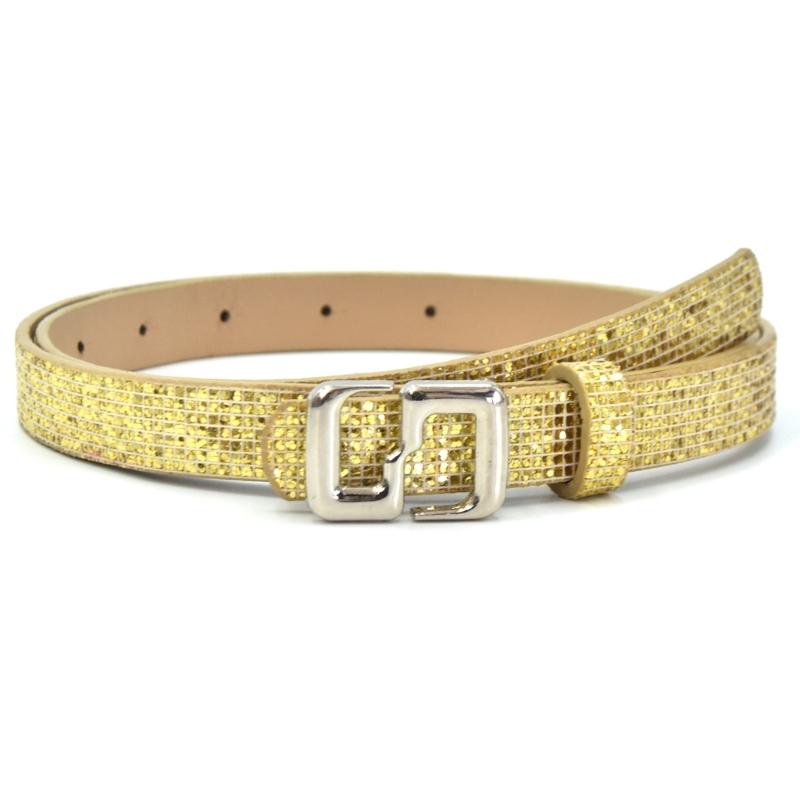 Stylish Thin Waistband For Women With Sequins High Quality PU Belt Multiple Colors Daily Wear
