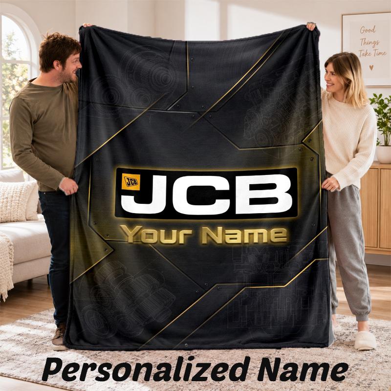 JCB Personalisierte Flanelldecke Benutzerdefinierter Name Text Weiche Überwurfdecke Heimdekoration