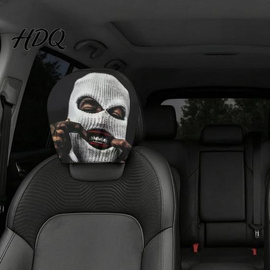 Headrest Cover for SUV Funny Car Covers Spooky Pattern Seat Polyester Protector Protector Universal Breathable Stretchy Interior Accessories