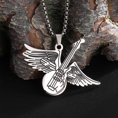 Hot-selling European and American Jewelry New Creative Angel Wings Stainless Steel Necklace Men and Women Pendant