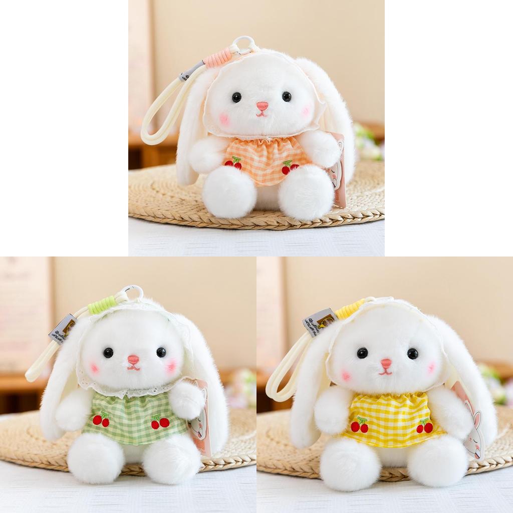 Plush Bunny Keychain With Embroidered Details For Girls Backpack Accessories