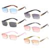 Men Women Eyewear UV400 Rimless Rectangle Sunglasses Fashion Shades Punk Sunglasses Driving Sun Glasses