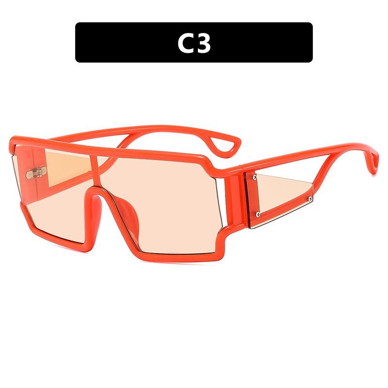 1PC Plastic Square Conjoined Sunglasses for Men with Hollowed Out Avant-garde Fashion Street Pography Futuristic Feel