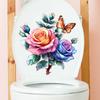 Floral Butterfly Toilet Sticker Self-Adhesive Removable for Bathroom Wall Decor