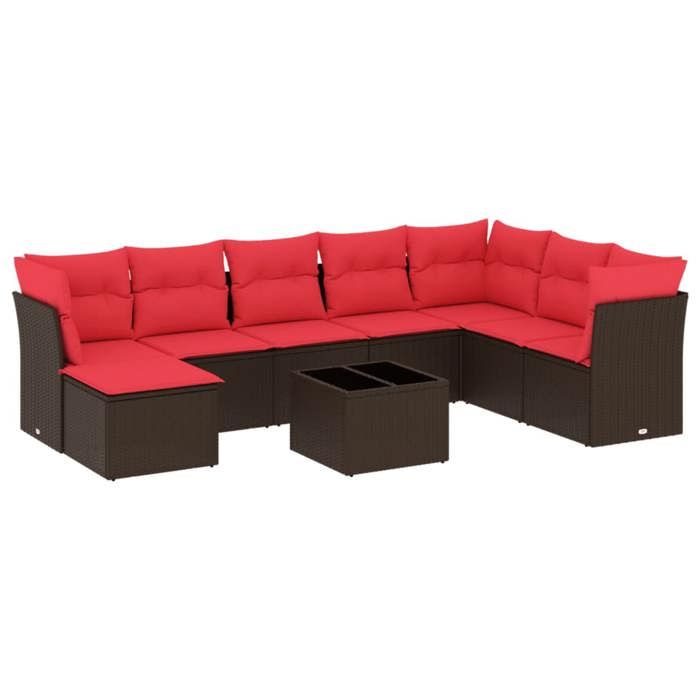 VidaXL Garden Lounge Set with Cushions 9 Pcs, Sofas with Adjustable Feet, Outdoor Furniture Set Patio Terrace 3218064