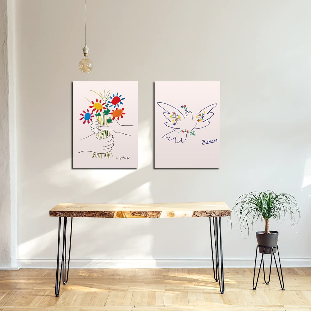 Picasso "Hand Holding a Bouquet" "Flowers and Doves" Picasso Poster Art Panel Picasso Painting Art Panel Art Frame Modern Poster Decorative Painting C