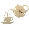 Diy Acrylic Coffee Cup Teapot 3D Wall Clock Decorative Kitchen Wall Clocks Decor
