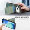 For iPhone 17 Pro Case Card Holder Kickstand Carbon Fiber Texture Back Cover