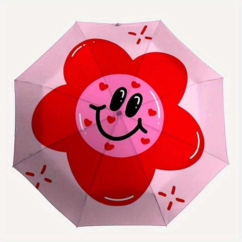 

1pc Flower Heart Automatic Open/Close Umbrella, Portable Folding Umbrella for Travel, Themed Events, It is suitable as a gift for various festivals, O