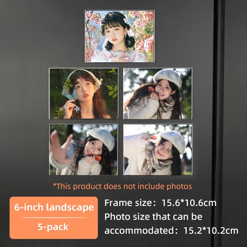 -Özel Modern Tasarım Hafif Akrilik Fotoğraf Çerçevesi Küçük Resim Sergileme Buzdolabı Mıknatıslı Fotoğraf Çerçevesi