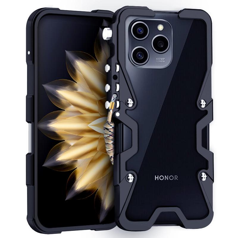 

For Honor 60/60 SE/70 5G/80 5G/90/100 5G Case Aluminium Alloy Metal Anti-drop Phone Case Black