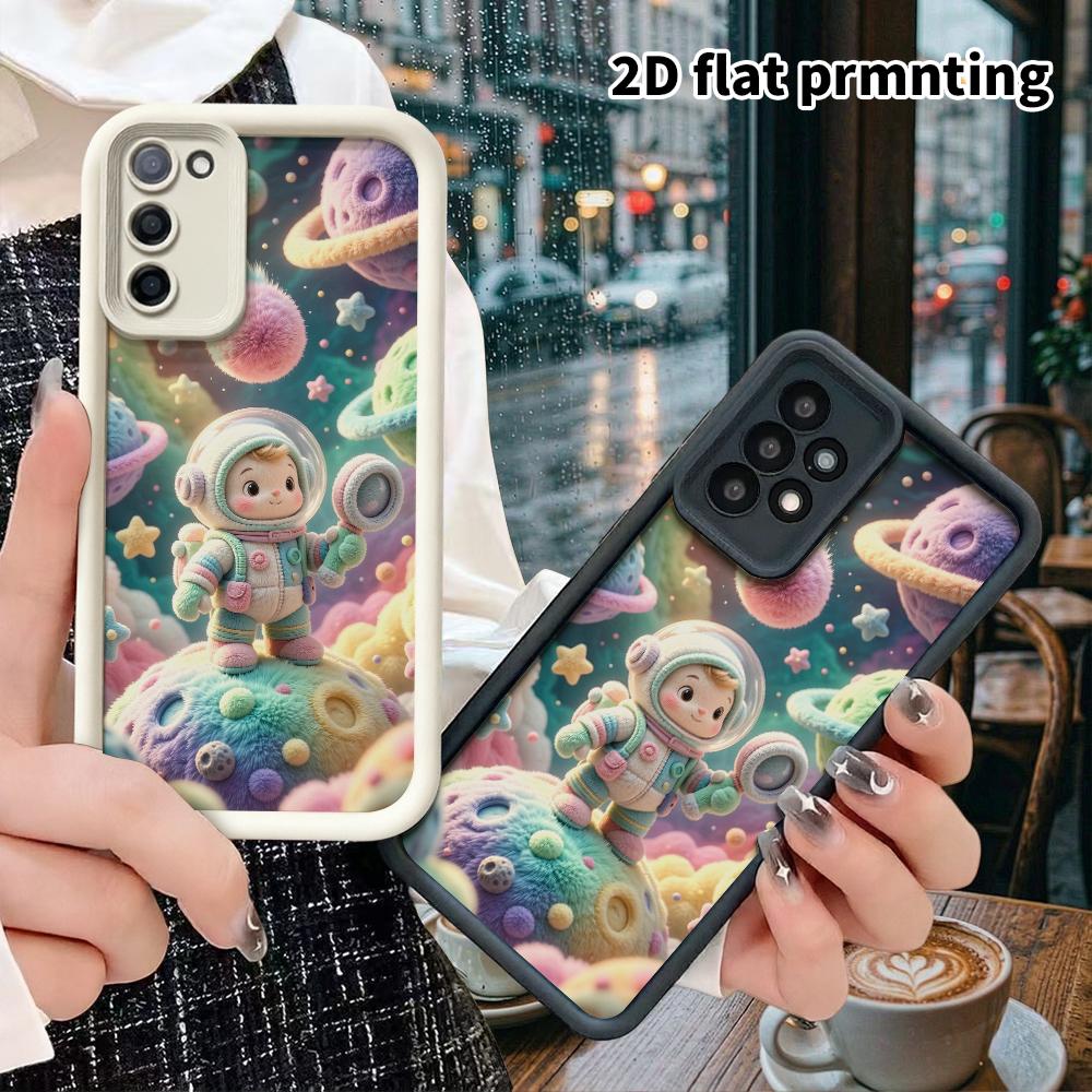Phone Case: 2D Flat, Suitable for Samsung Galaxy A34 A35 M05 M06 S20 S22 S21 FE Plus 5G Protective Case, Space Little Astronaut, Perfect Christmas and