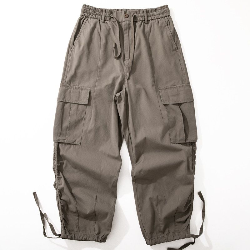 Trendy Handsome Fried Street Wide Leg Casual Trousers Parka Coffee M