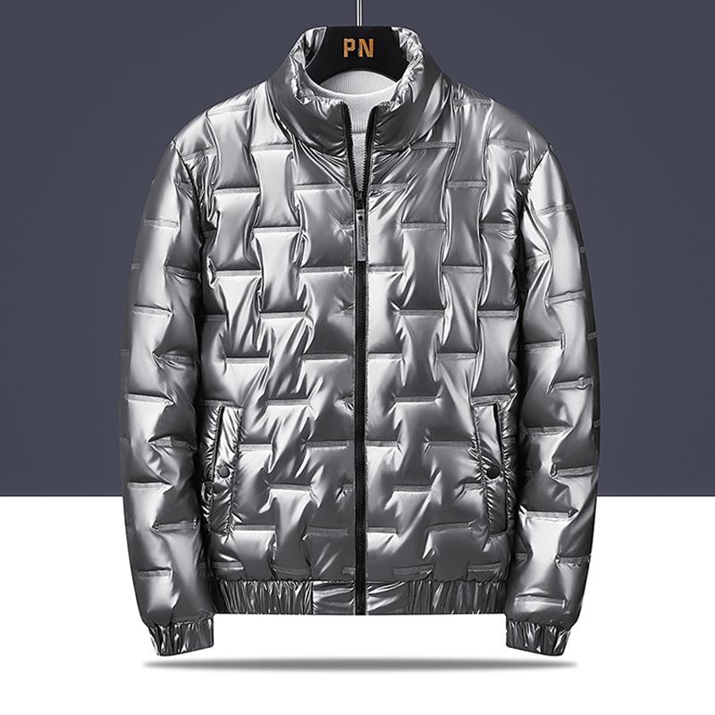 

Осенне-зимнее мужское хлопковое пальто с капюшоном и блестящей поверхностью, персонализированная теплая куртка для спорта на открытом воздухе, теплое хлопковое пальто XS серебряный