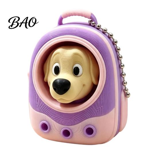 Desktop Stress Reliever Animal Backpack Clicker Fidget Toy, Dog Cat Penguin Parrot Tactile Toy Finger Clicker, Relief Handbag Decorative Accessory