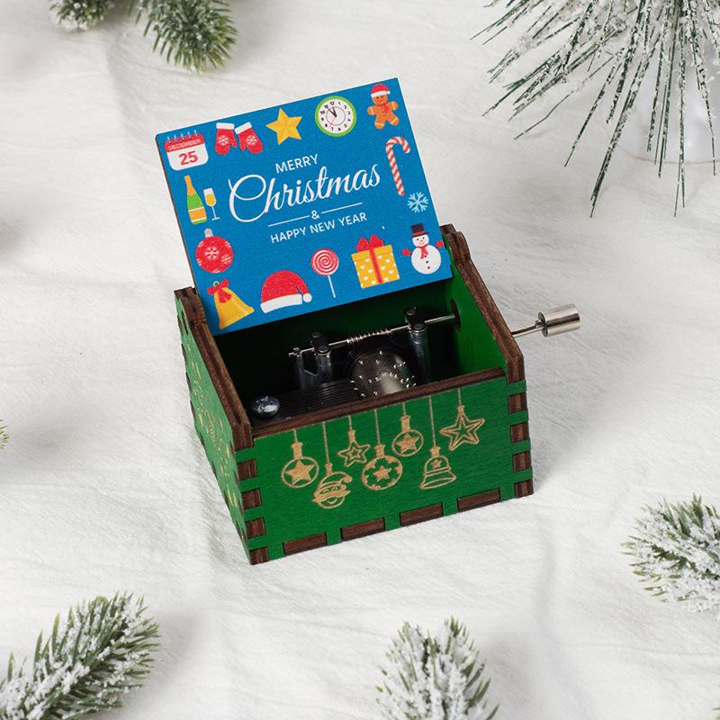 Wooden Hand-Cranked Christmas Music Box Ornament