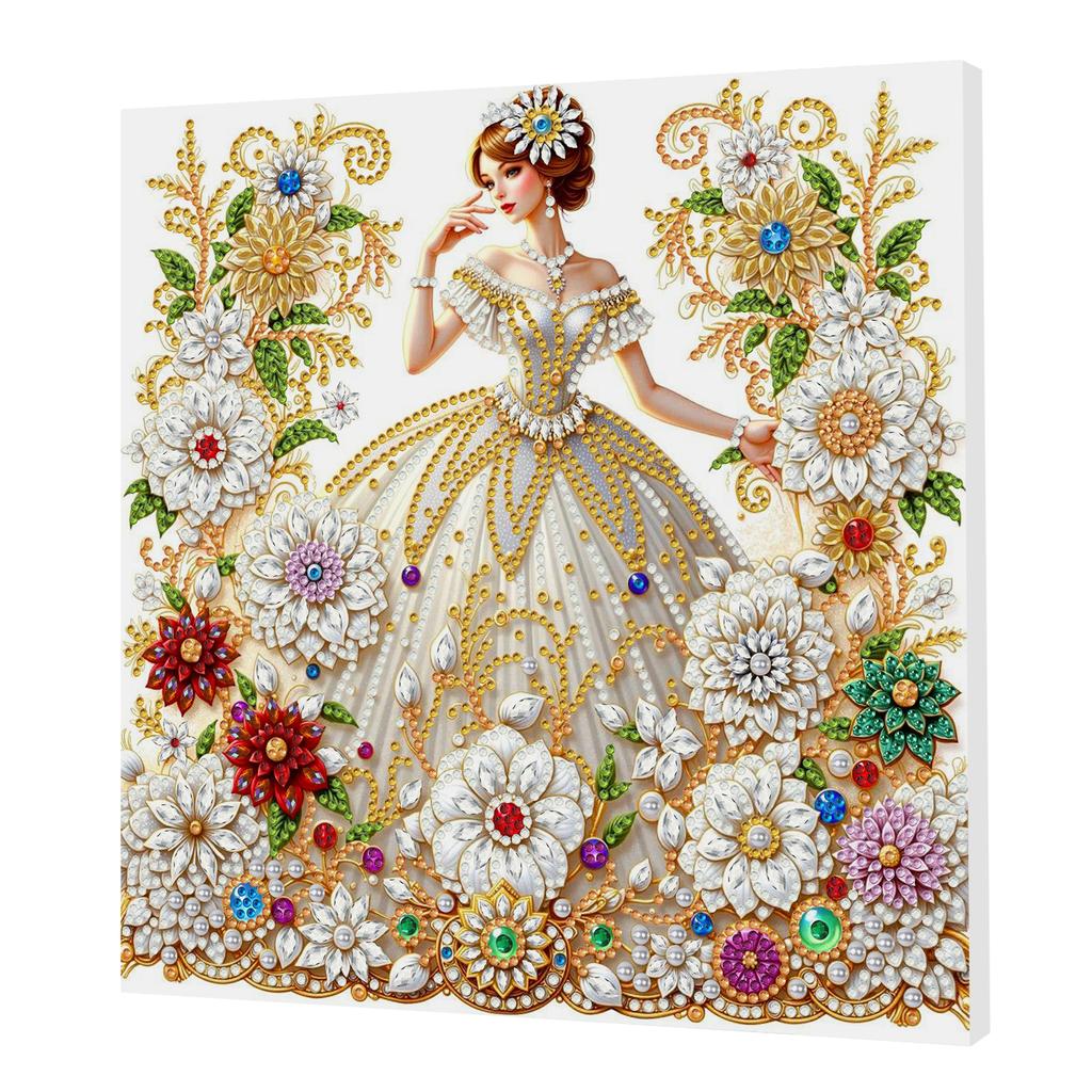 DIY Special Shape Drill Art Craft Pearl Diamond Painting with Frame 25x25cm Diamond Art Pearl Painting Kit for Adults Home Decor