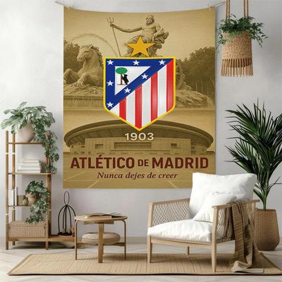 Atltico Madrid Wall Decor Tapestry Art For Pet Memorial Birthdaywedding Party Backdrop Family Gift