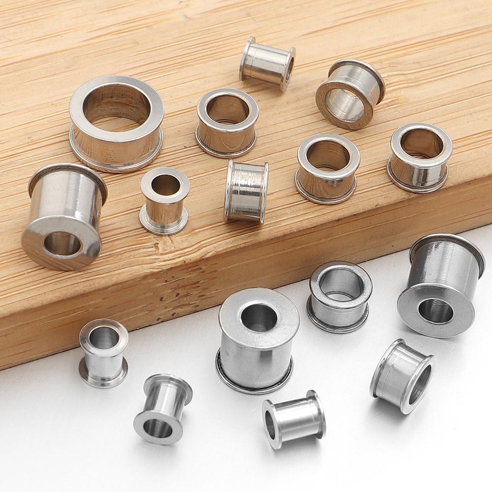 5-10pcs/lot Stainless Steel Spacer Beads Big Hole Round Big Hole Slider Beads DIY Jewelry Making Necklace Bracelet Accessories