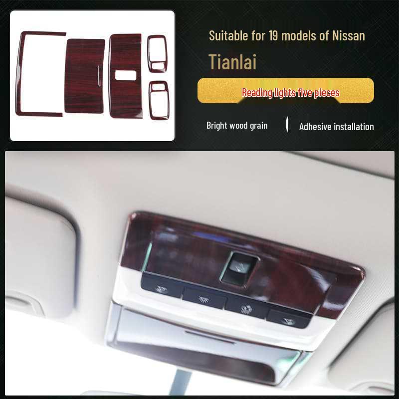 Teana Steering Wheel and Console Peach Wood & Carbon Fiber Interior Stickers