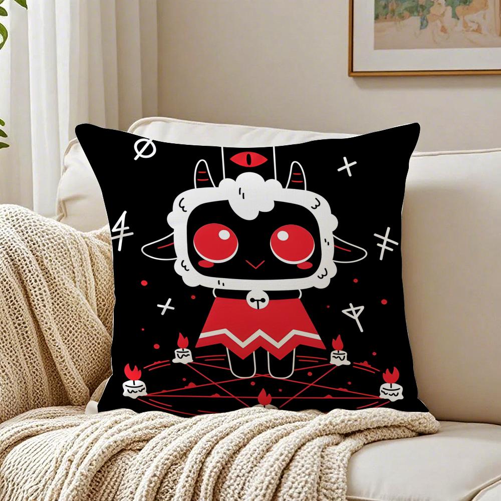 

Cute Dark Indie Game CCult Of The Lamb Cushion Cover Pillowcase Antidustmite living Room Sofa Decor Cushion Room 30X30cm