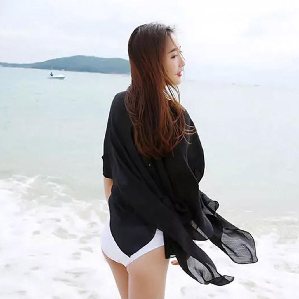 Dame Chiffon Beach Cover up Badedrakt Kimono Cardigan Shawl Beach Wrap Cover up
