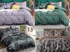 Warm flannel bedding 160x200 + pillowcases Polish, green herringbone