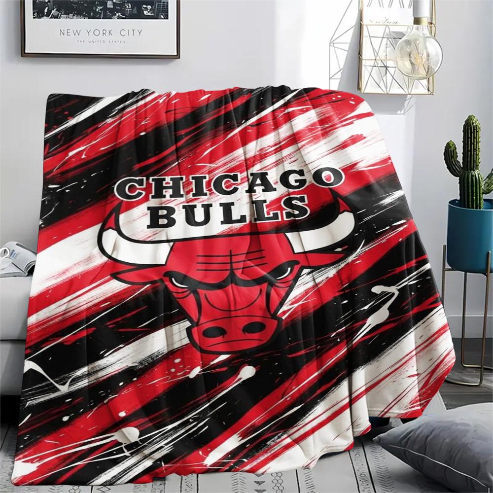 1Pc Chicago Bulls Print Flannel Blanket High Quality Warm Comfortable Cover for All Seasons Perfect for Gifts Home Decor